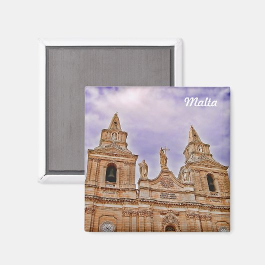 マルタのMelliehaの村の教会のFaçade マグネット (正面/裏面)