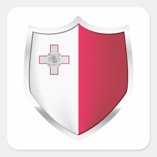 マルタシルバーシールド国旗 スクエアシール (正面)