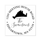 マルタスヴィネヤードマサチューセッツ結婚ズの地図 セルフインキングスタンプ (デザイン)