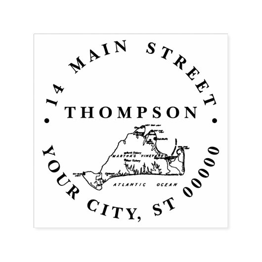 マルタズヴィンヤードヴィント地図#1名前差出人住所 セルフインキングスタンプ (デザイン)