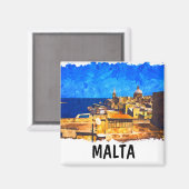 マルタバレタウォーターカラーヴィンテージトラベル マグネット (正面/裏面)