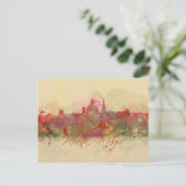 マルタバレッタレッド海岸線水彩 ポストカード (スタンド正面)