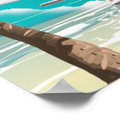 マルタビーチと地図の旅行ポスター ポスター (角)