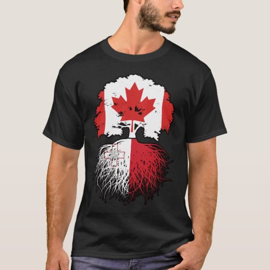 マルタマルチーズカナダツリールーツ国旗 Tシャツ (正面)