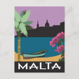 マルタヴィンテージ旅行スタイルイラストレーション ポストカード