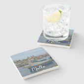 マルタ伝統的のカラフル魚釣り船 ストーンコースター (横)