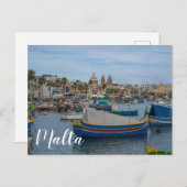 マルタ伝統的のカラフル魚釣り船 ポストカード (正面/裏面)