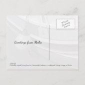 マルタ伝統的ブルーイエローストライプの魚釣りボート ポストカード (裏面)