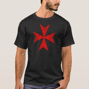 マルタ十字の赤いTシャツ- 8先の尖った十字Ma Tシャツ