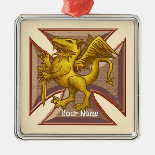 マルタ十字架のドラゴンオーナメント メタルオーナメント (正面)
