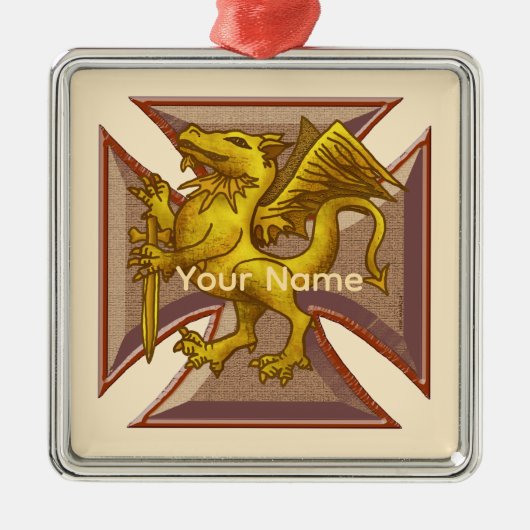 マルタ十字架のドラゴン オーナメント (正面)