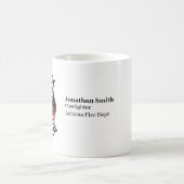 マルタ十字架炎の中のユニークな消防士のドクロ コーヒーマグカップ (中央)