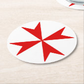 マルタ十字（赤） ラウンドペーパーコースター (アングル)