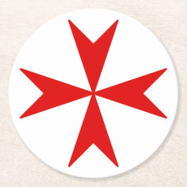 マルタ十字（赤） ラウンドペーパーコースター