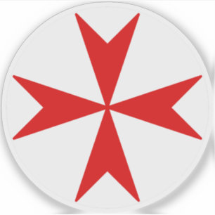 マルタ十字 v2 (白地に赤) シール