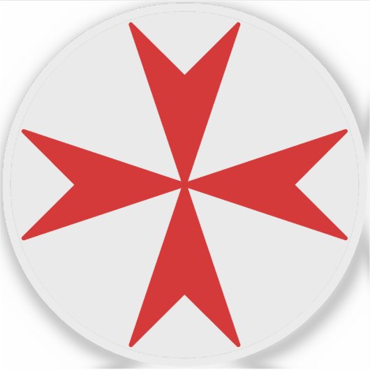 マルタ十字 v2 (白地に赤) シール (正面)