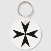 マルタ十字 v2 (白地に黒) キーホルダー (裏面)