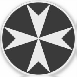 マルタ十字 v2 (黒地に白) シール