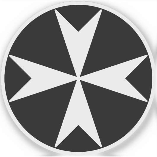 マルタ十字 v2 (黒地に白) シール (正面)
