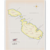 マルタ図解入りの、写真付きのの地図 シール (正面)