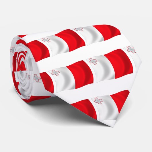 マルタ国旗のネクタイ ネクタイ (ロール)