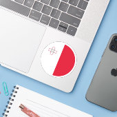 マルタ国旗の丸シール シール (ノートパソコンとiPhone)