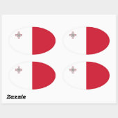 マルタ国旗の楕円ステッカー 楕円形シール (シート)