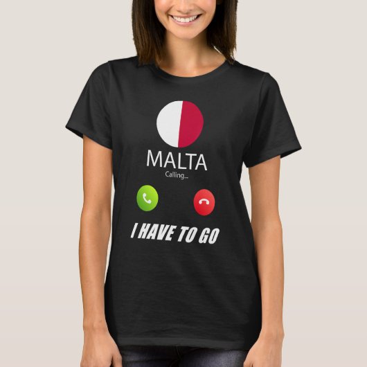 マルタ国旗の記念品マルタが電話している Tシャツ (正面)