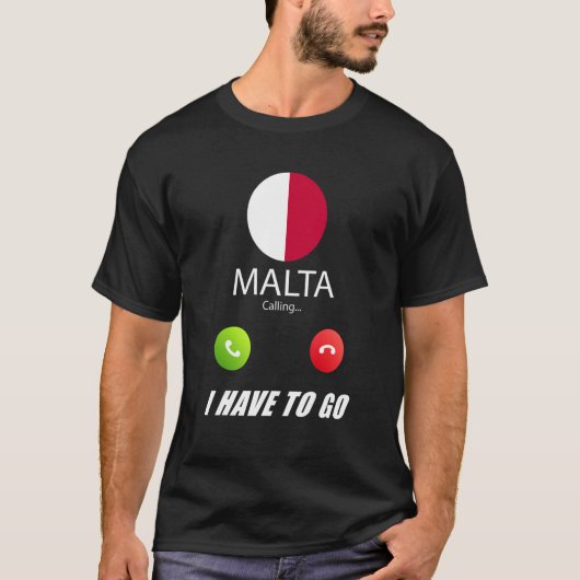 マルタ国旗の記念品マルタが電話している Tシャツ (正面)