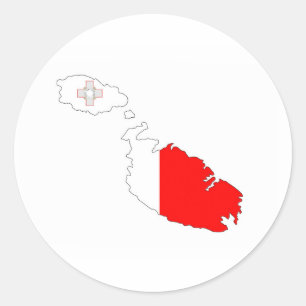 マルタ国旗図図形シルエット記号 ラウンドシール