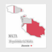 マルタ国旗魅力的国の地図 シール (シート)