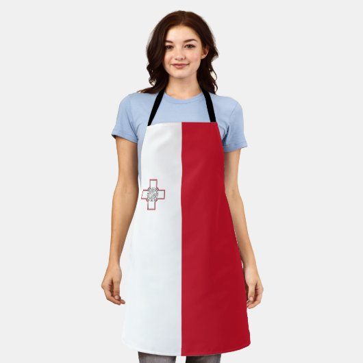 マルタ国旗 エプロン (着用した状態)
