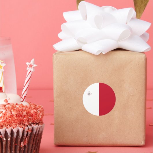 マルタ国旗 ラウンドシール (パーティー)