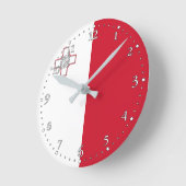 マルタ国旗 ラウンド壁時計 (傾斜)