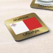 マルタ国旗+文字コースター コースター (左側)