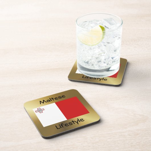 マルタ国旗+文字コースター コースター (右側)