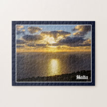 マルタ地中海の島の海の夕日