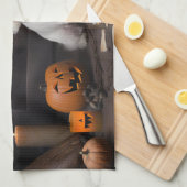 マルタ島のかぼちゃ ハロウィーン スケアリー キッチンタオル (四つ折り)