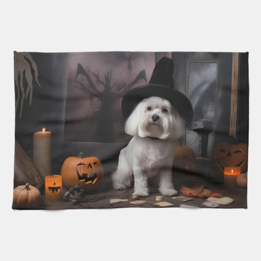 マルタ島のかぼちゃ ハロウィーン スケアリー キッチンタオル (横)
