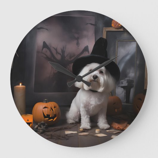 マルタ島のかぼちゃ ハロウィーン スケアリー ラージ壁時計 (正面)