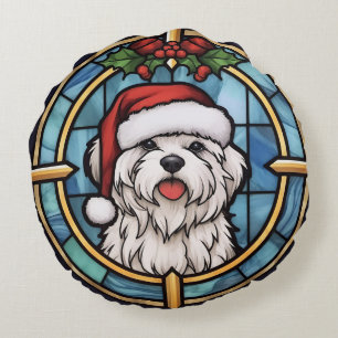 マルタ島のステンドグラス クリスマス ラウンドクッション