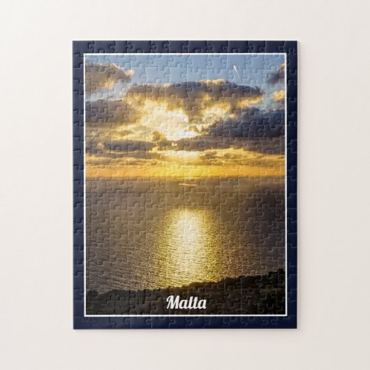 マルタ島の地中海の夕焼け ジグソーパズル (縦)