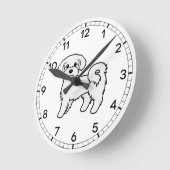 マルタ島の愛らしいキャラクターデザインの犬のイラスト ラウンド壁時計 (傾斜)