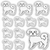 マルタ島の愛らしいキャラクター犬イラスト シール (正面)