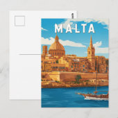 マルタ島 イラスト 旅行 アート ヴィンテージ ポストカード (正面/裏面)