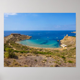 マルタ島 グァイン・トゥフィーハ湾 地中海の島 ポスター
