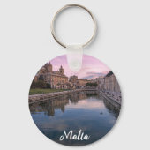 マルタ州コスピグアの小さな運河に沈む夕日 キーホルダー (裏面)