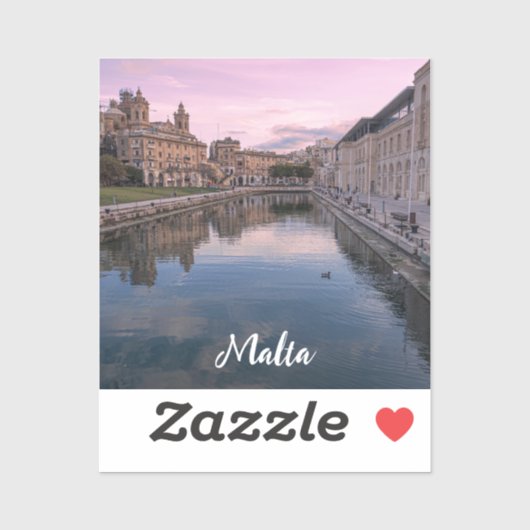 マルタ州コスピグアの小さな運河に沈む夕日 シール (シート)