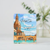 マルタ旅行のはがき、バレッタ旅行のはがき、M ポストカード (スタンド正面)