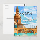 マルタ旅行のはがき、バレッタ旅行のはがき、M ポストカード (正面/裏面)